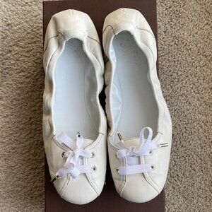 Bally Barth Ballet Flats White Size 8 Swiss Made EUC Worn Once